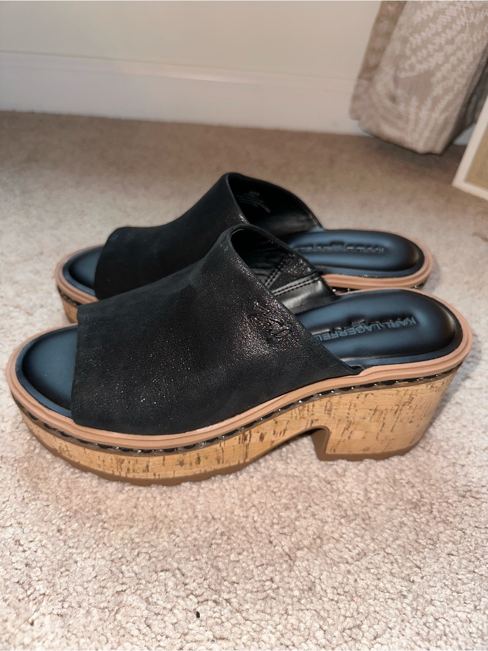 Karl Lagerfeld Paris Clarina Leather Comfort Wedge Sandal. - Picture 6 of 12